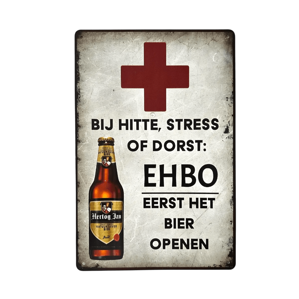EHBO Metalen Bord – Eerst Het Bier Openen - Reclamebordenshop.nl