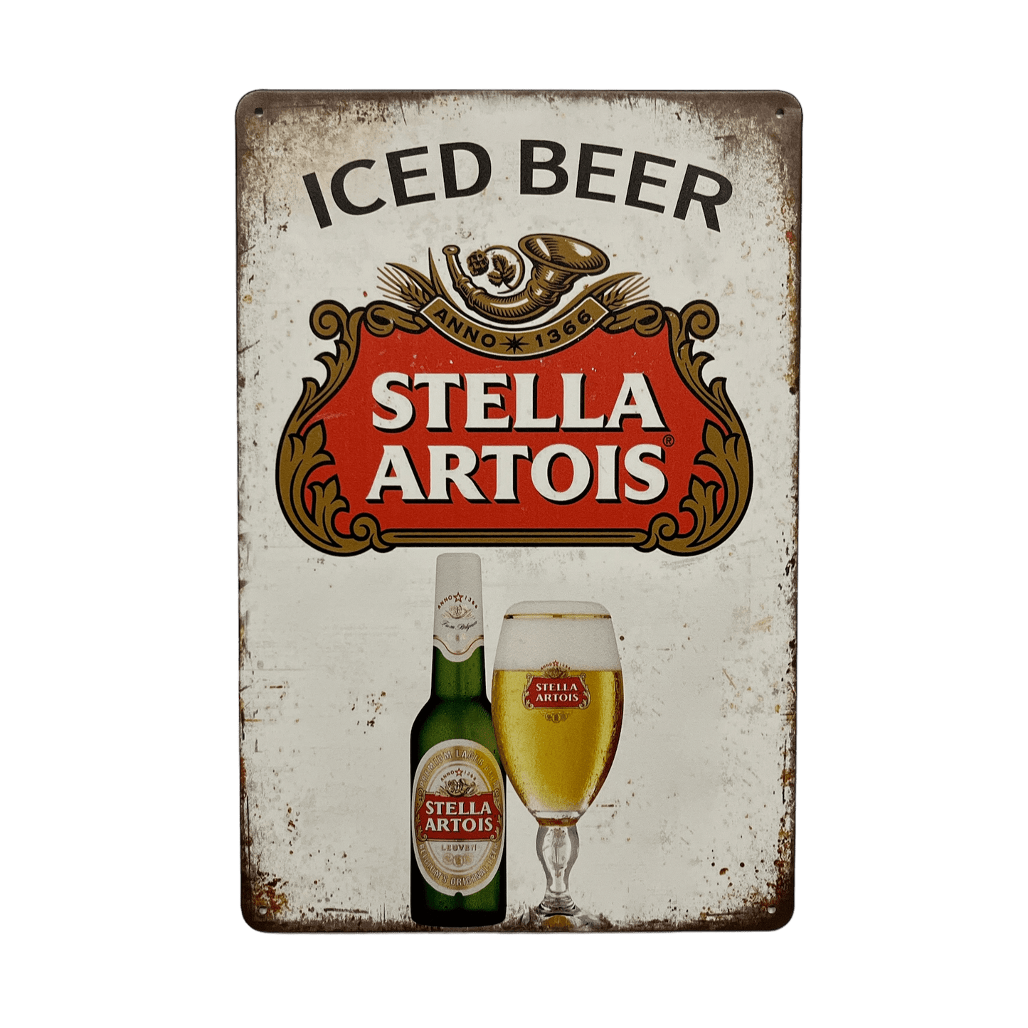Stella Artois Iced Beer Metalen Bord - Reclamebordenshop.nl