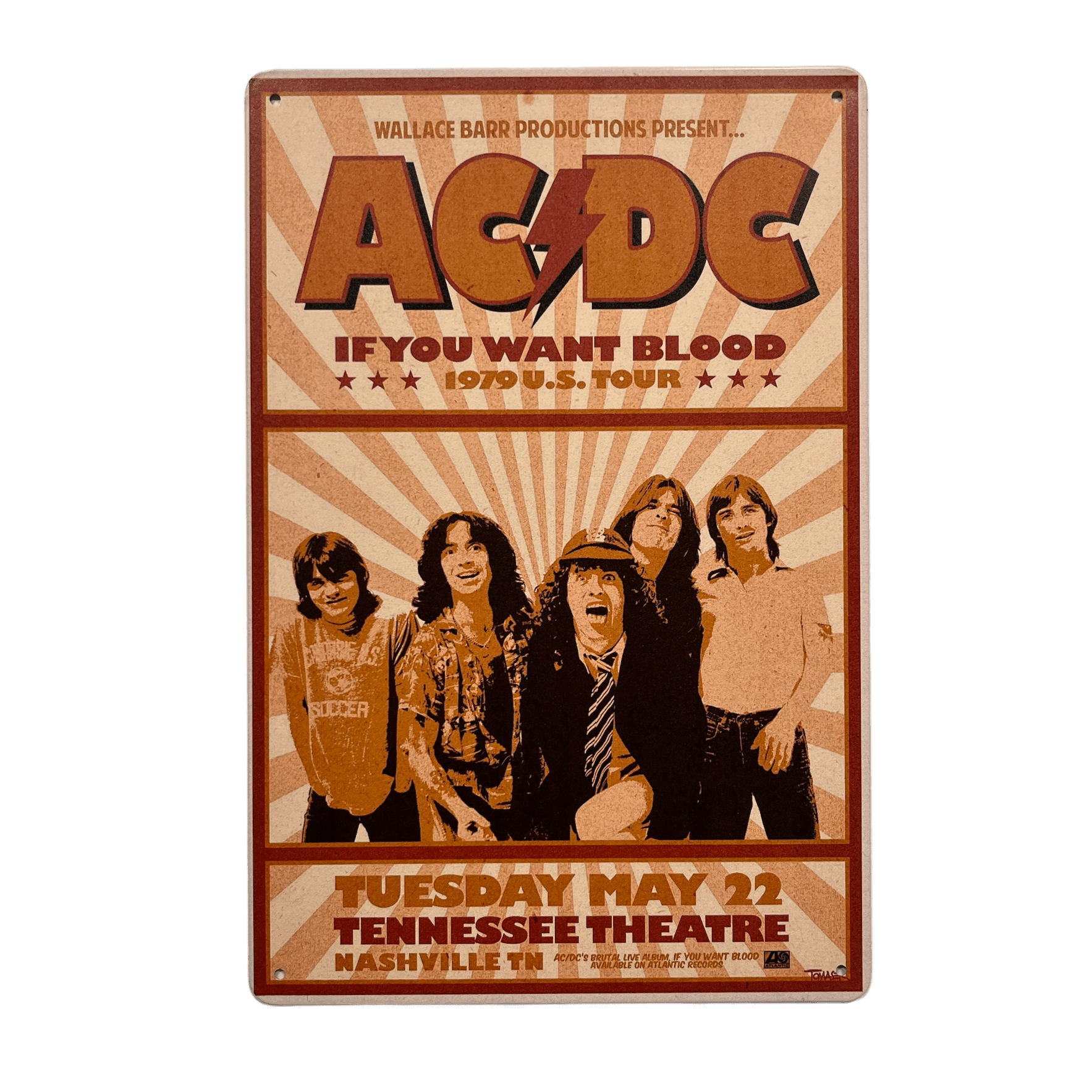 AC/DC If You Want Blood Tour Metalen Bord - Reclamebordenshop.nl