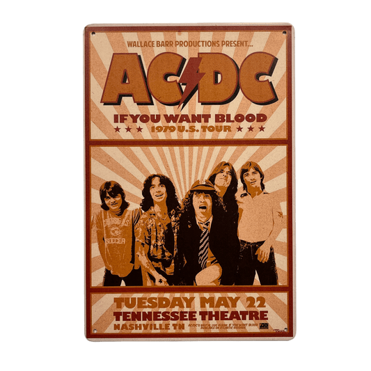AC/DC If You Want Blood Tour Metalen Bord - Reclamebordenshop.nl