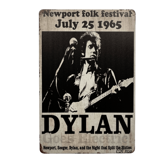 Bob Dylan Newport Folk Festival Metalen Bord - Reclamebordenshop.nl