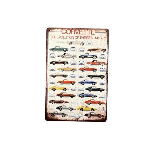 Corvette Evolutie Metalen Bord - Reclamebordenshop.nl