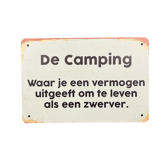 De camping - metalen bord - Reclamebordenshop.nl