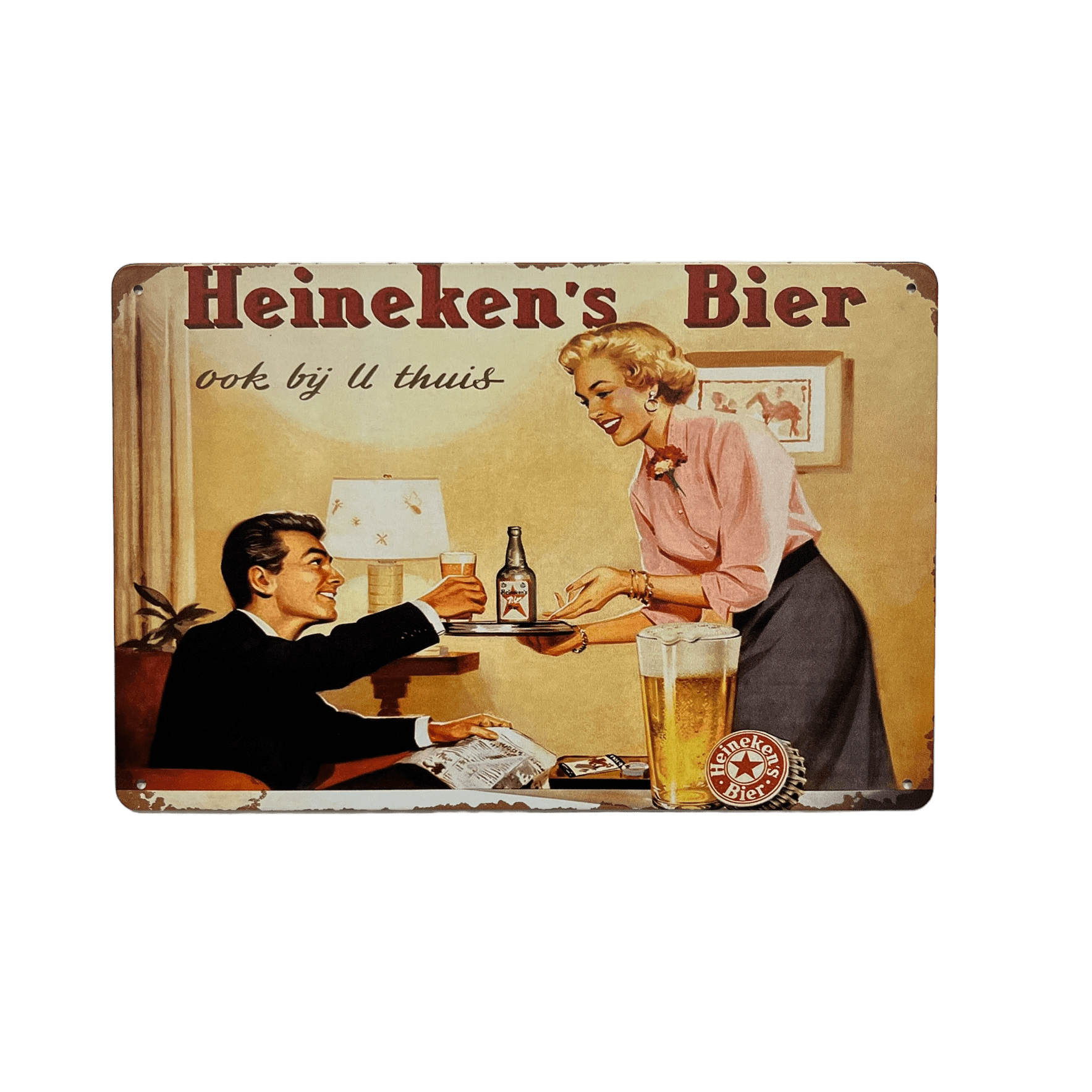 Heineken's Bier Metalen Bord - Reclamebordenshop.nl