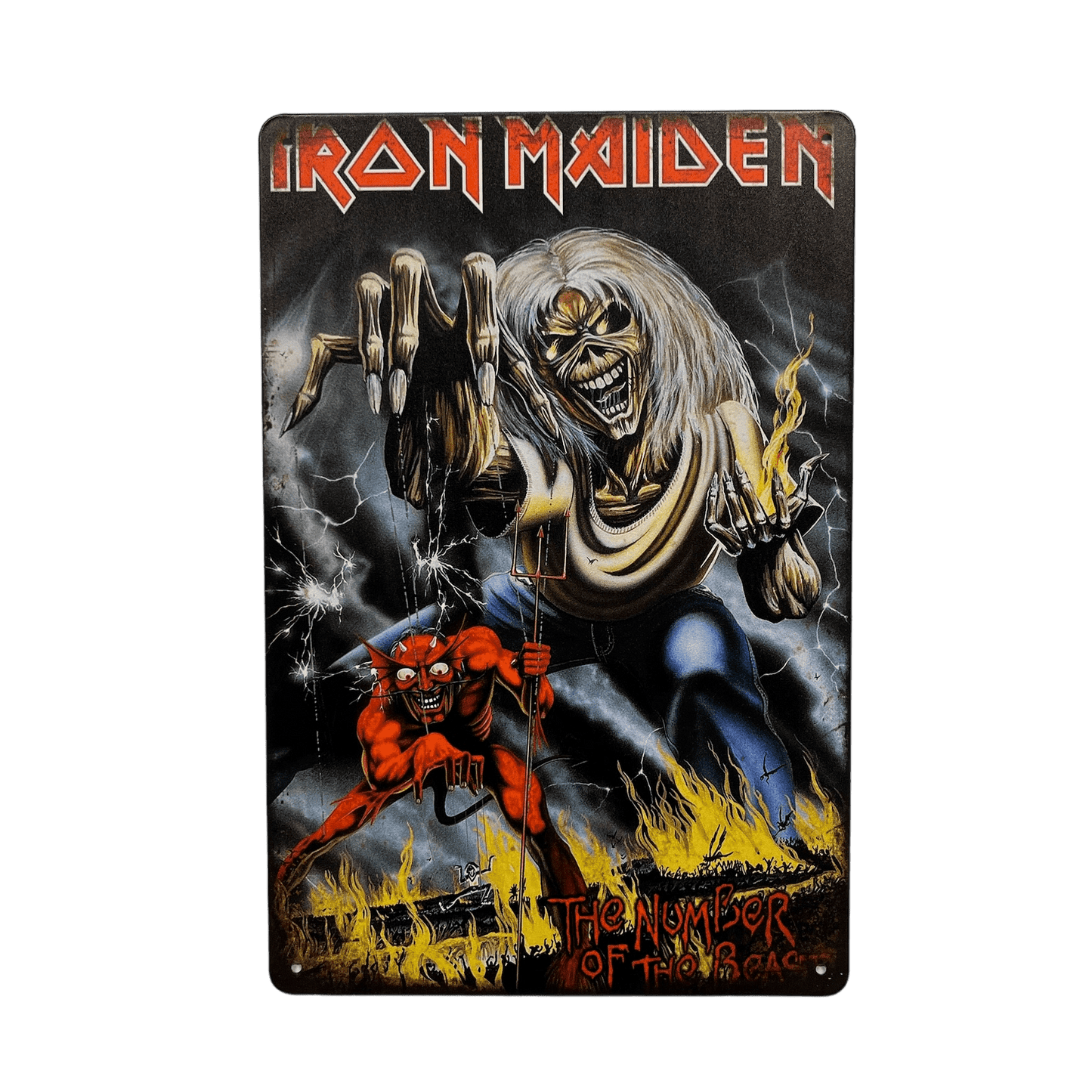 Iron Maiden "The Number of the Beast" Metalen Bord - Reclamebordenshop.nl
