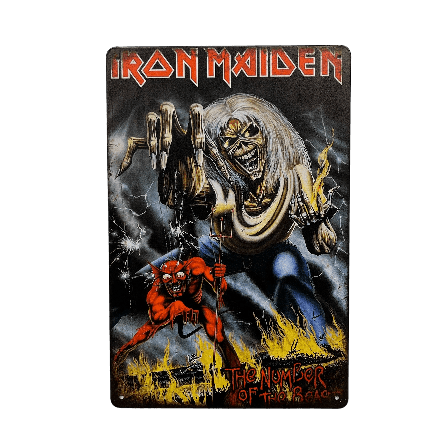 Iron Maiden "The Number of the Beast" Metalen Bord - Reclamebordenshop.nl