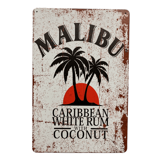 Malibu Caribbean White Rum Metalen Bord - Reclamebordenshop.nl