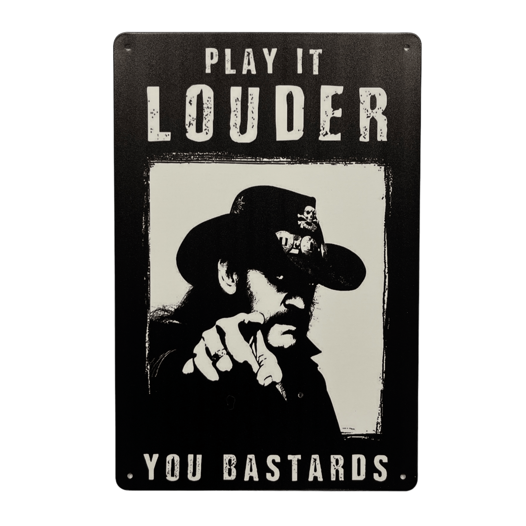 "Play It Louder" Metalen Bord - Reclamebordenshop.nl