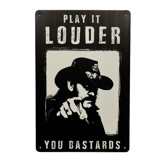 "Play It Louder" Metalen Bord - Reclamebordenshop.nl
