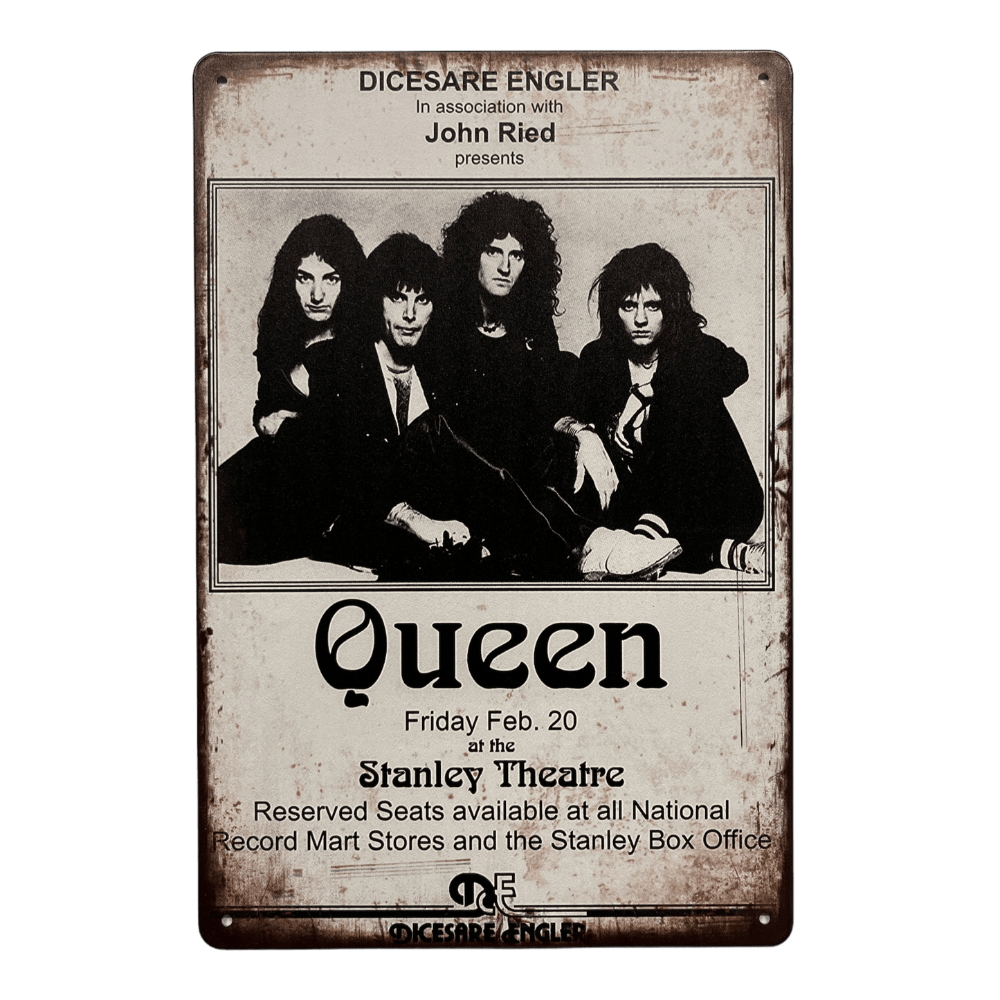Queen Concert Metalen Bord - Reclamebordenshop.nl
