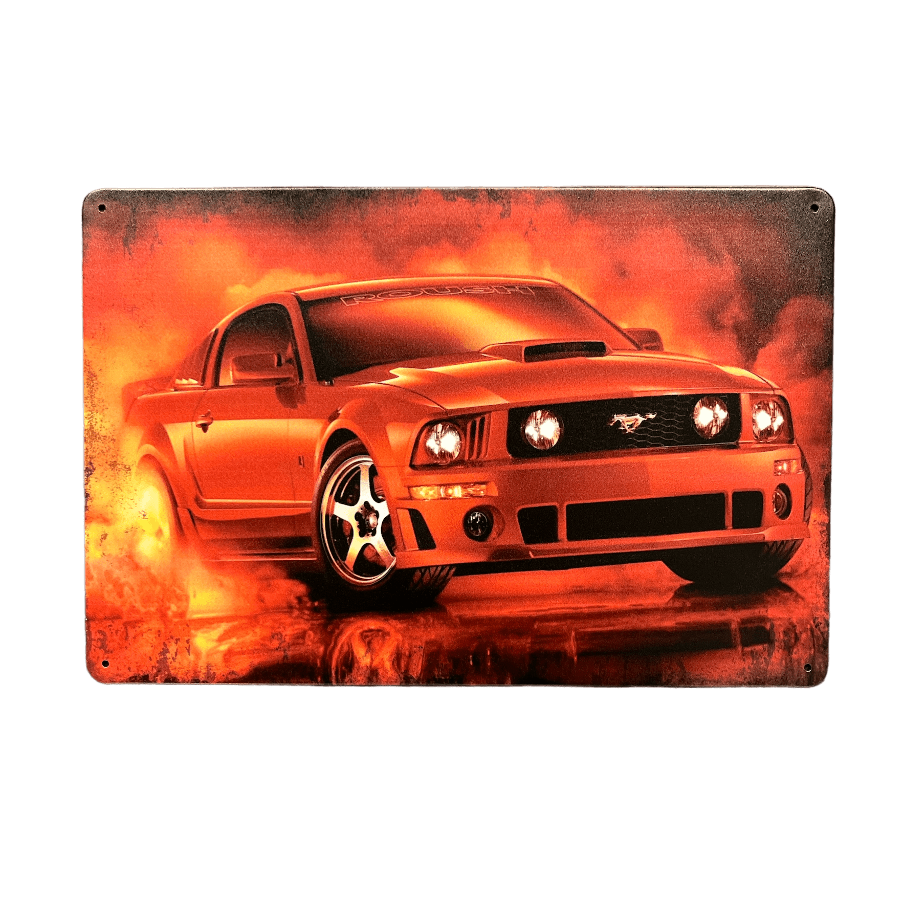 Rode Ford Mustang Metalen Bord - Reclamebordenshop.nl