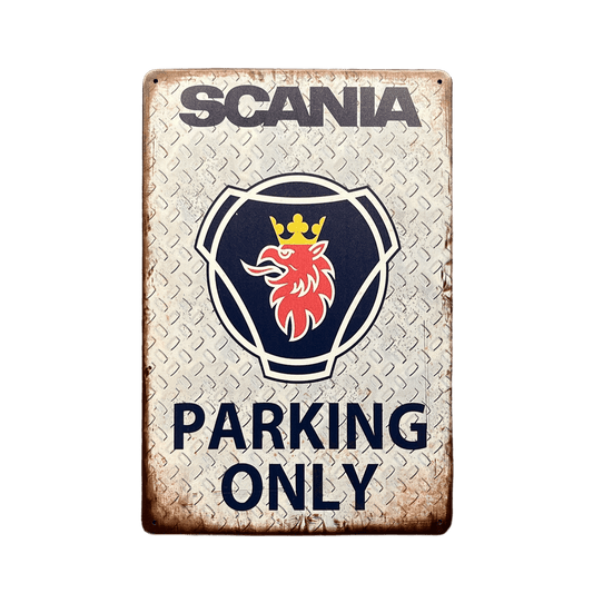 Scania Parking Only Metalen Bord - Reclamebordenshop.nl